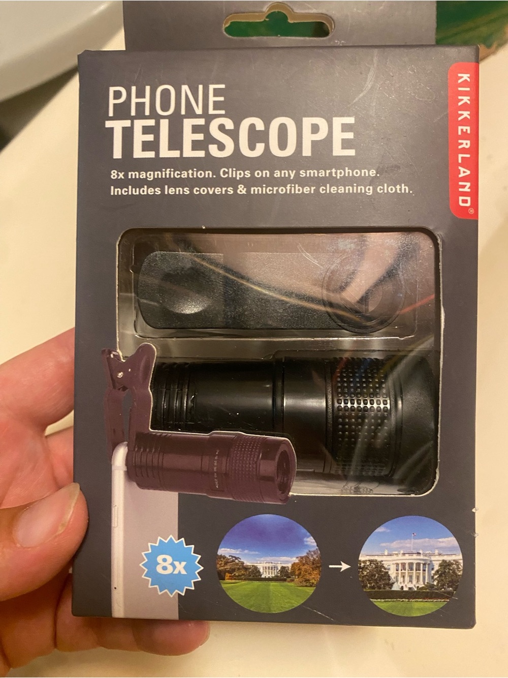 Kikkerland Black Phone Telescope 8x Clip-On Lens